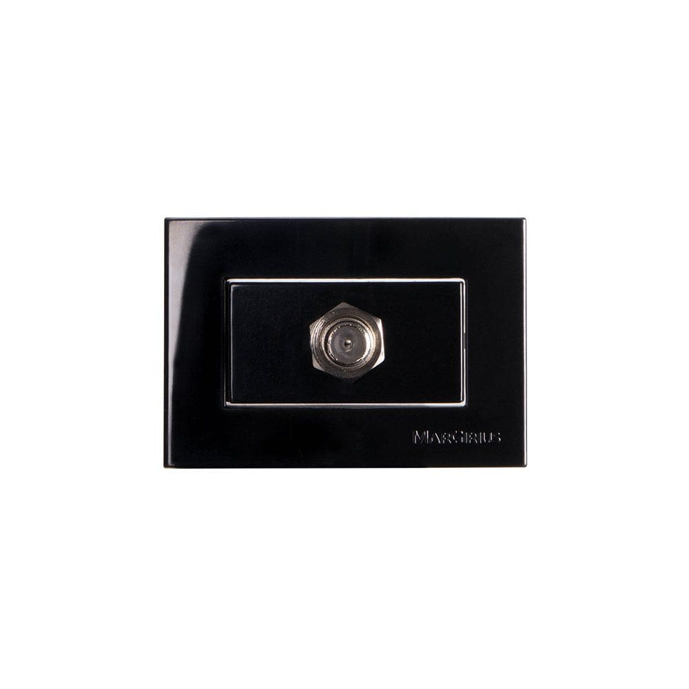 Placa para Móveis 65x45 com Tomada Antena de TV MarGirius Sleek para Cabo Coaxial Preto Ebony