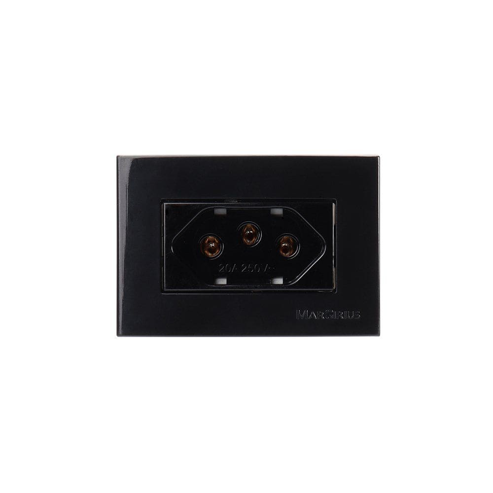 Placa para Móveis 65x45 com Tomada MarGirius Sleek 2P+T 20A Preto Ebony
