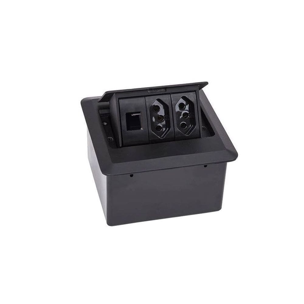 Caixa De Mesa Pratik 128 3 Blocos 2EL/1RJ Qm15054 Cinza QTMOV