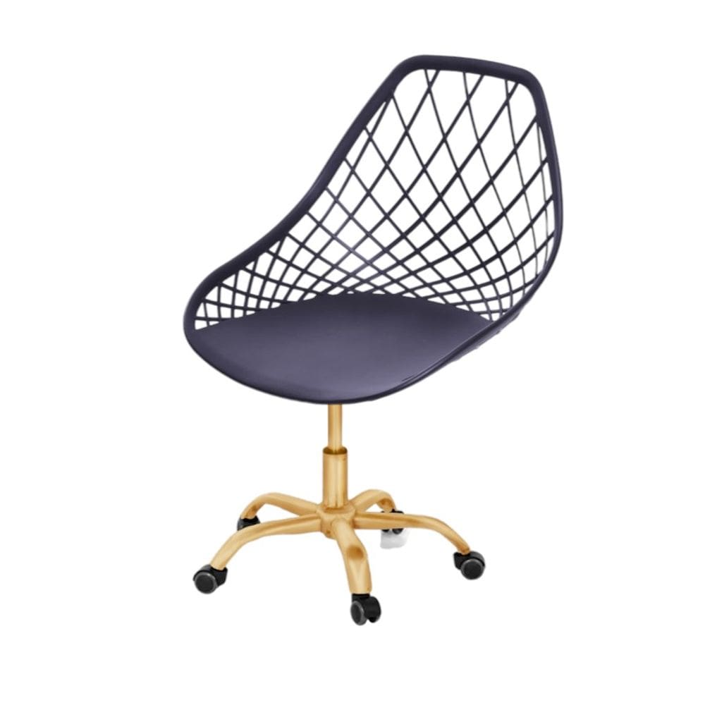 Cadeira Giratório Kaila Preta| Dourado Matte