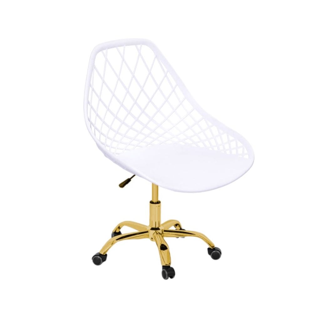 Cadeira  Kaila Branca | Dourado Brilho