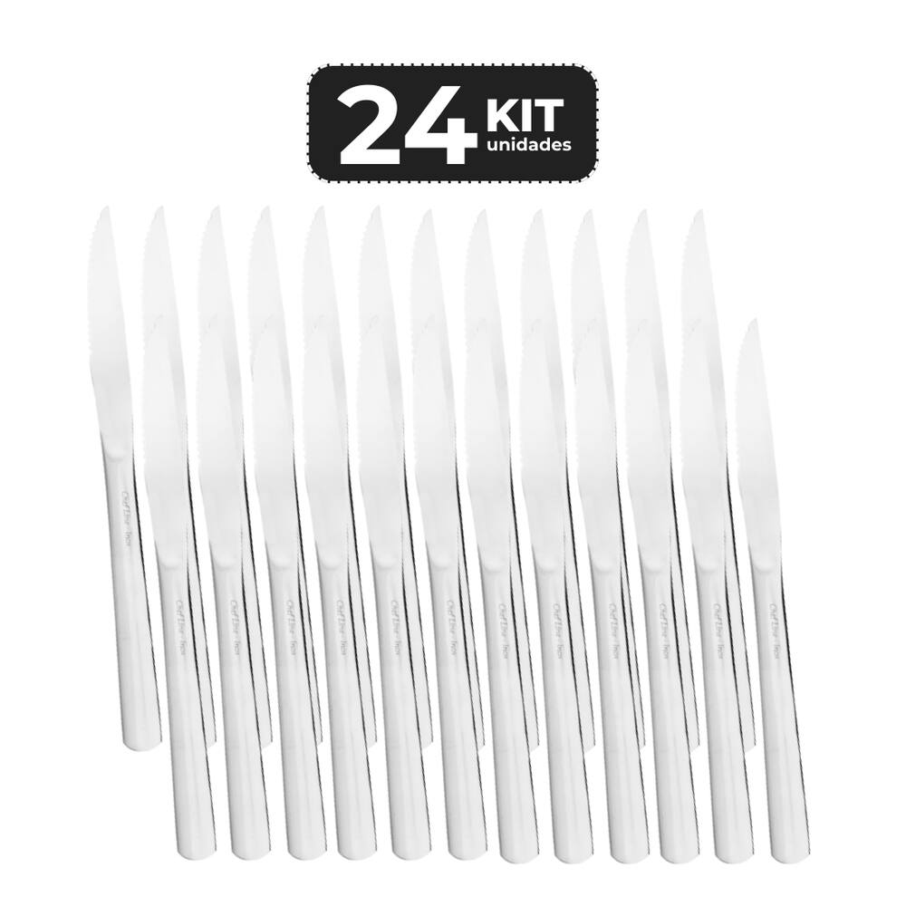 Kit 24 Faca De Churrasco Inox Acabamento Brilho - Linha Eros