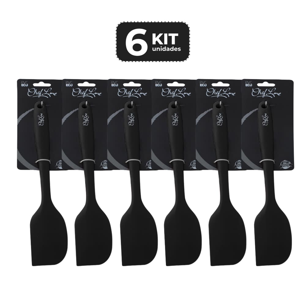 Kit 6 Espatula De Silicone Preta Pro 28 Cm 230 C