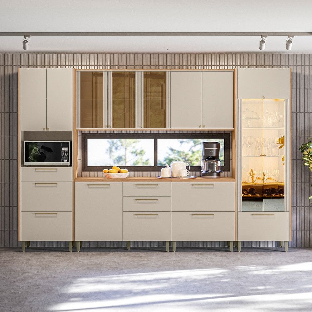 Cozinha Modulada 6 Peças com Tampo Em MDF Atena Linea Brasil