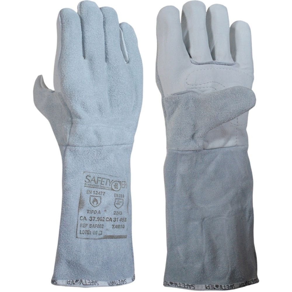 Luva Mista de Vaqueta/Raspa Tipo Petroleira Punho 20cm Safety EPI CA 37962