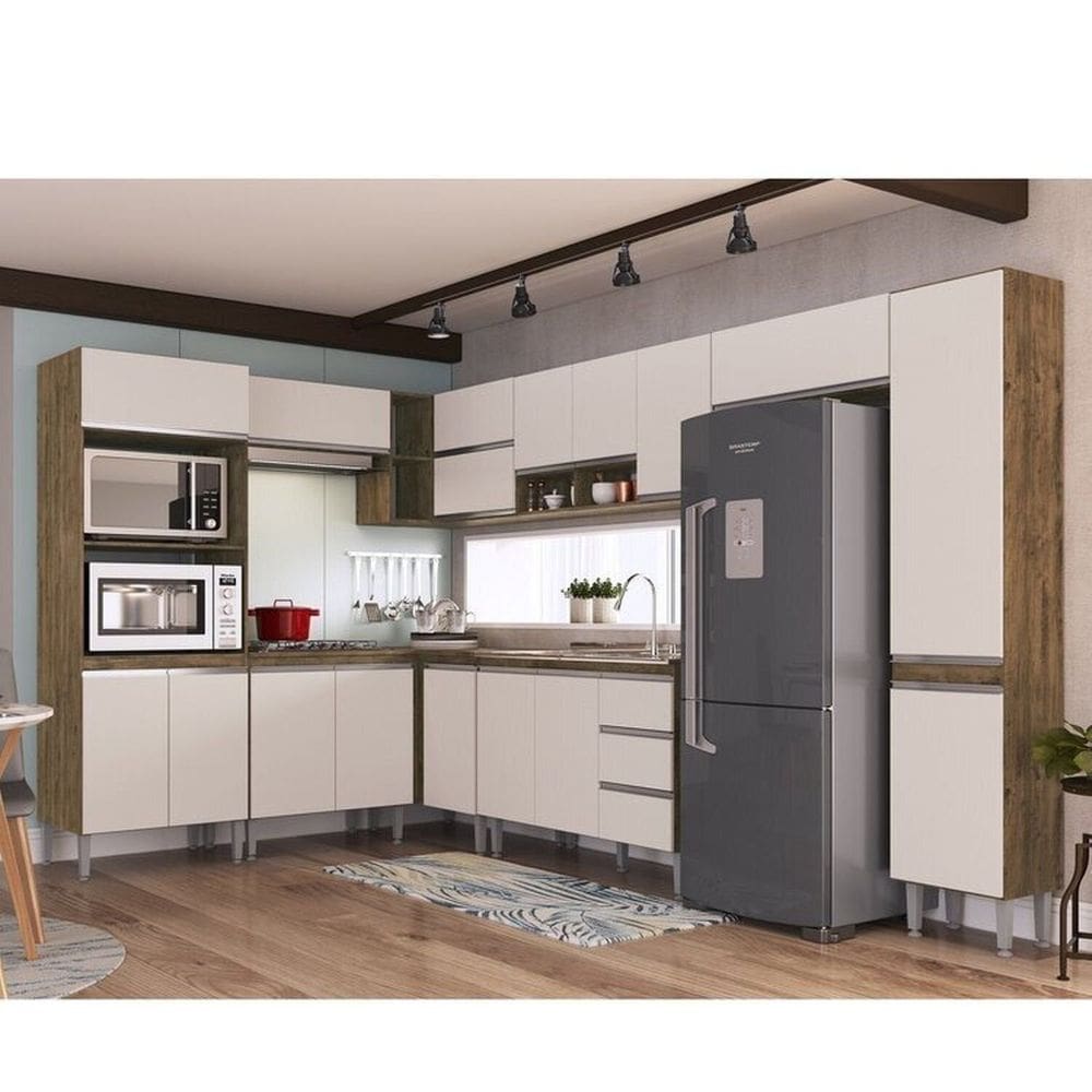 Cozinha Athena 9pçs 17 Portas Itaúba/Off White