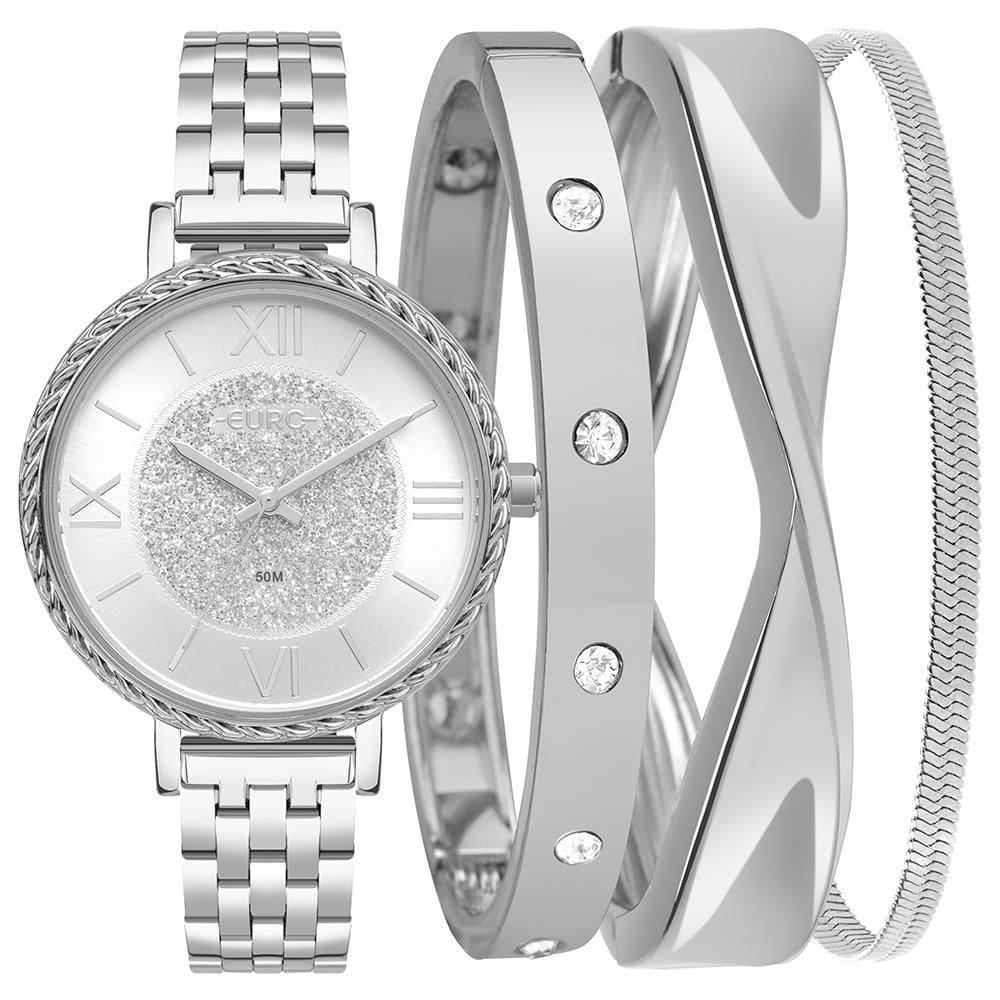 Kit Relógio Euro Feminino Soul Prata - EU2036YVS/K4K