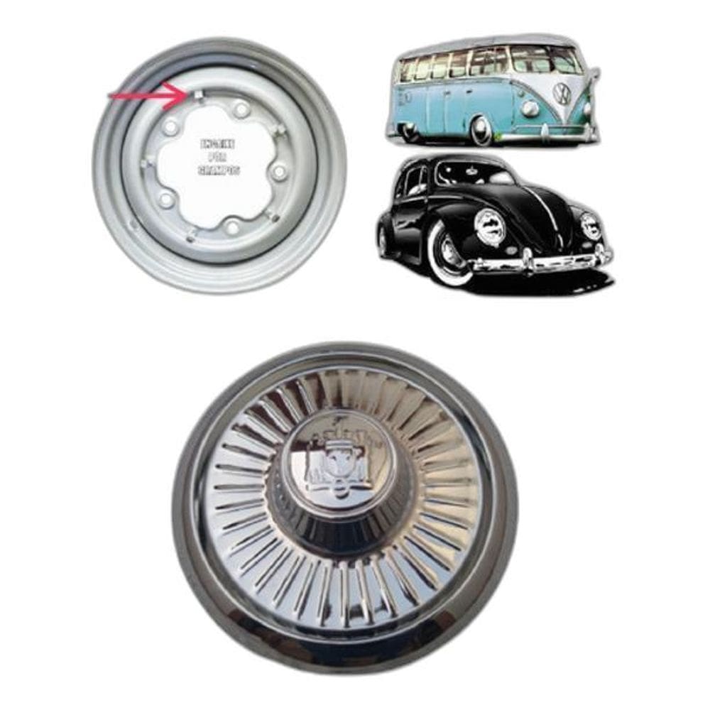 Jg 04 Calotas Fusca Kombi Roda 5 Furos Pastelzinho Ferro