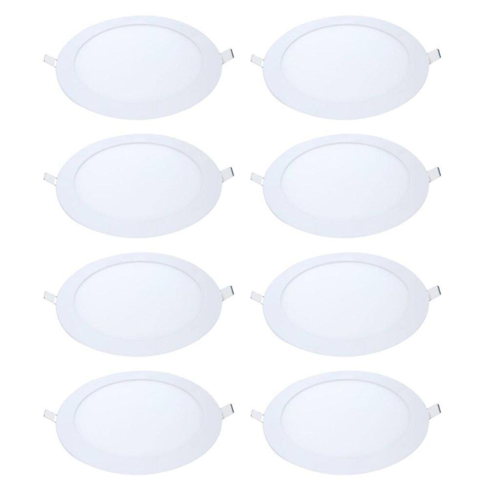 Kit 8 Painel Led Embutir Redondo Luz Quente 3000K 24W 30Cm