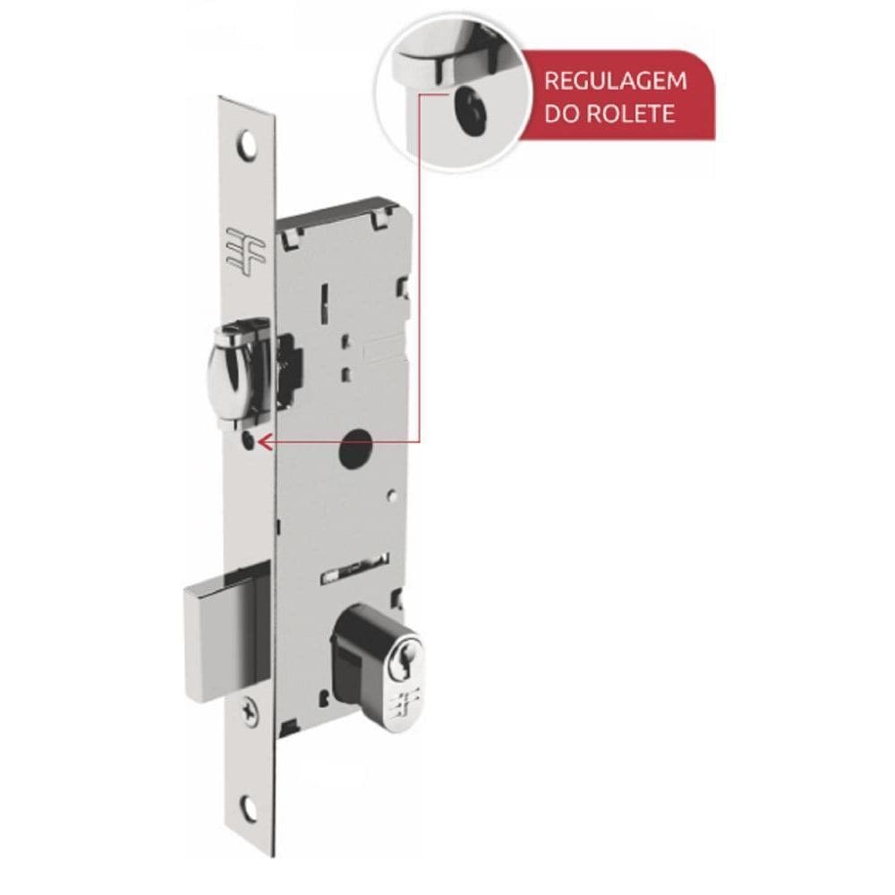 Fechadura Porta Pivotante Rolete Cromado