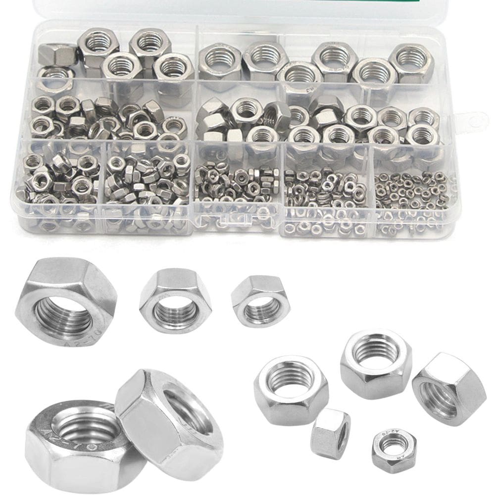 Kit 341 Porcas Sextavada Aço Inox M2 M3 M4 M5 M6 M8 M10 M12