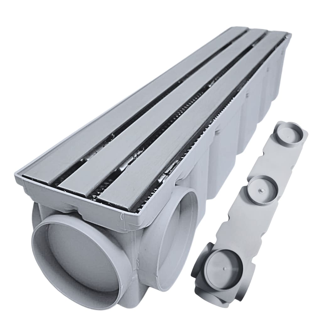 Ralo Drenagem de Água da Chuva 10x50 Inox 304 Trilho coletor Cinza