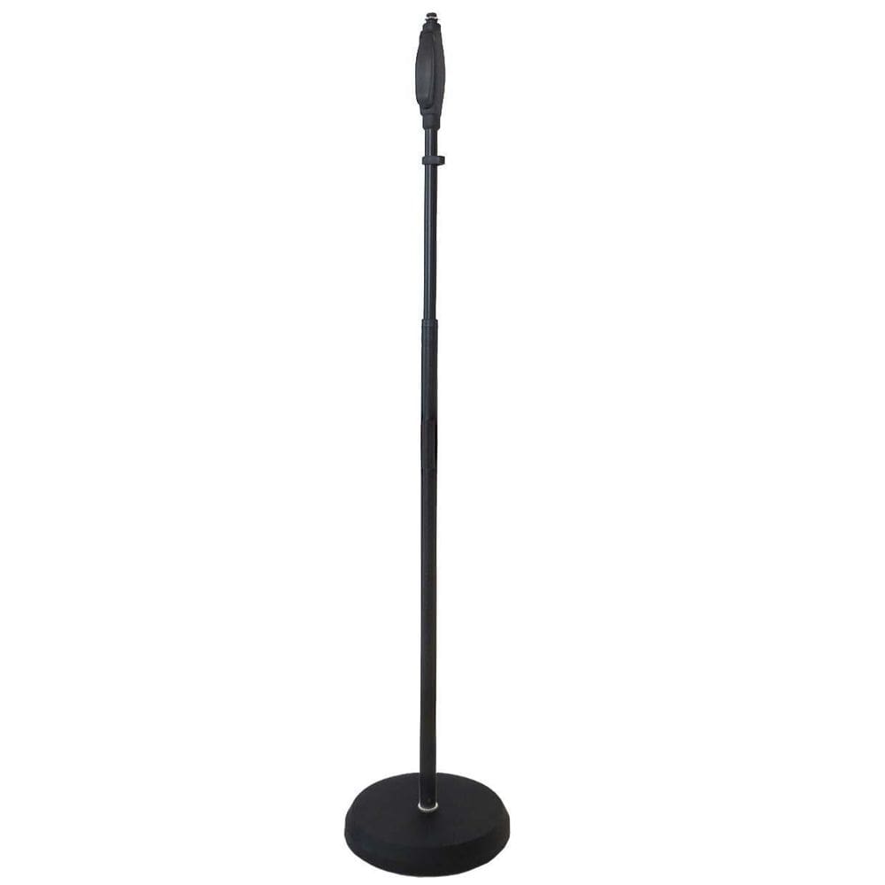 Pedestal Suporte Microfone Reto/Studio Base Redonda Gatilho