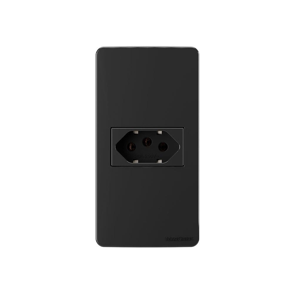 Placa para Condulete Caixa 1" com Tomada MarGirius Sleek 2P+T 20A Preto Ebony