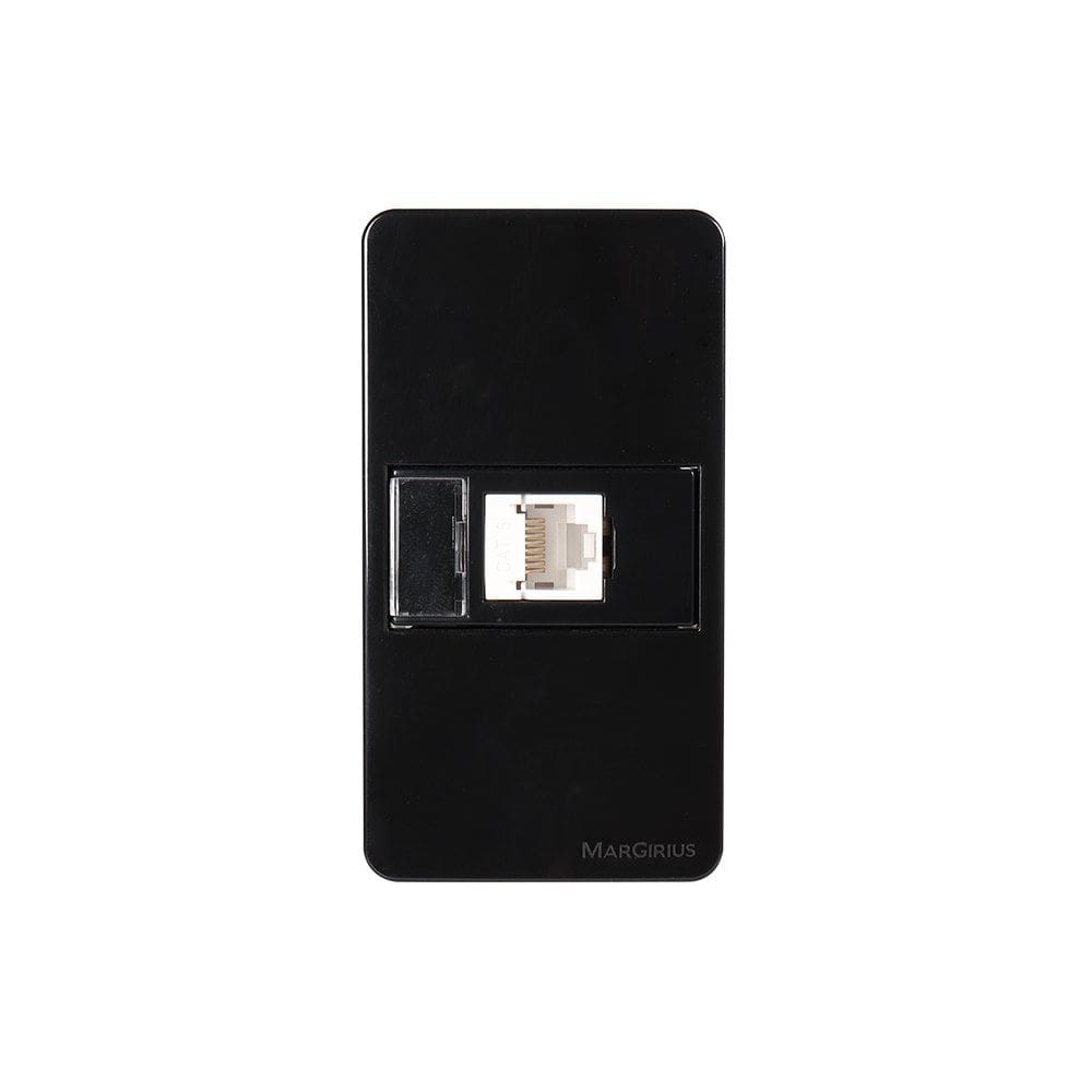 Placa para Condulete Caixa 3/4" com Tomada para Rede de Informática MarGirius Sleek RJ45 Cat6 Ebony
