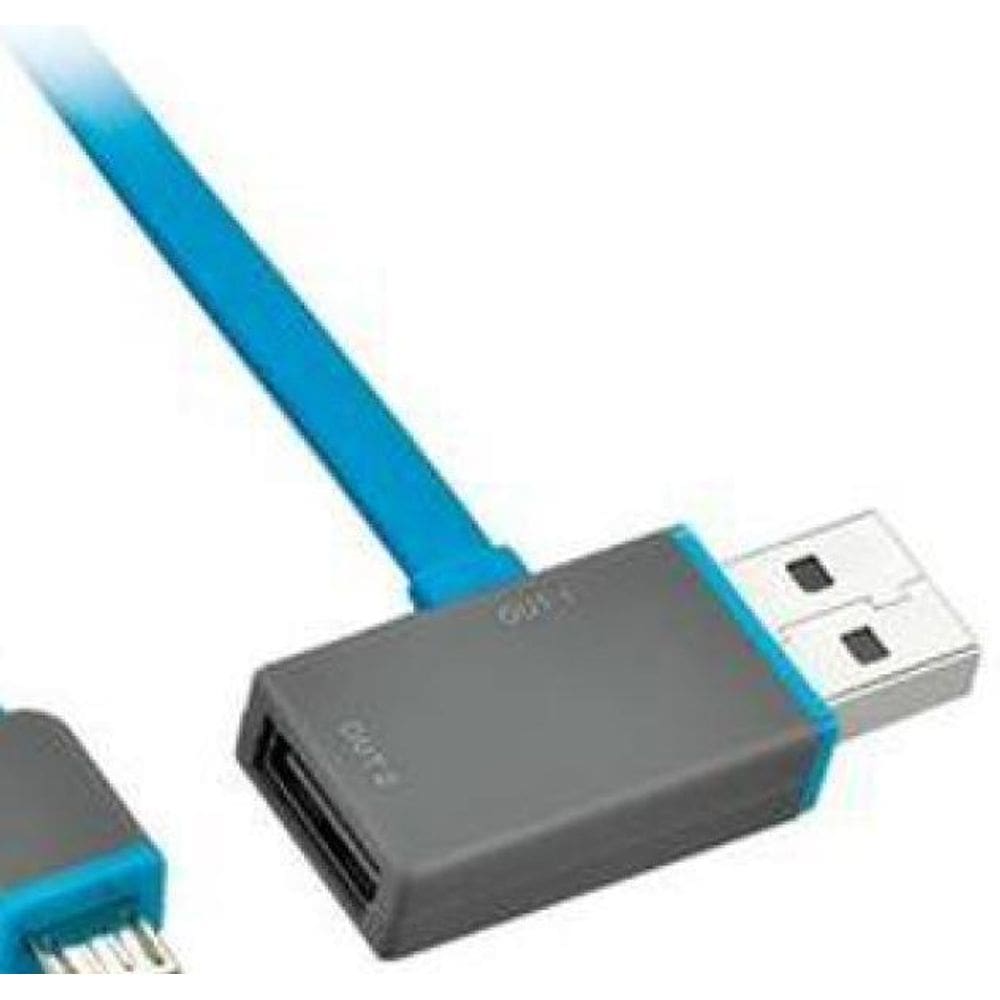 Cabo Micro Usb 2.0 Am X Usb 1M Flat C/ Saida Extra Azul