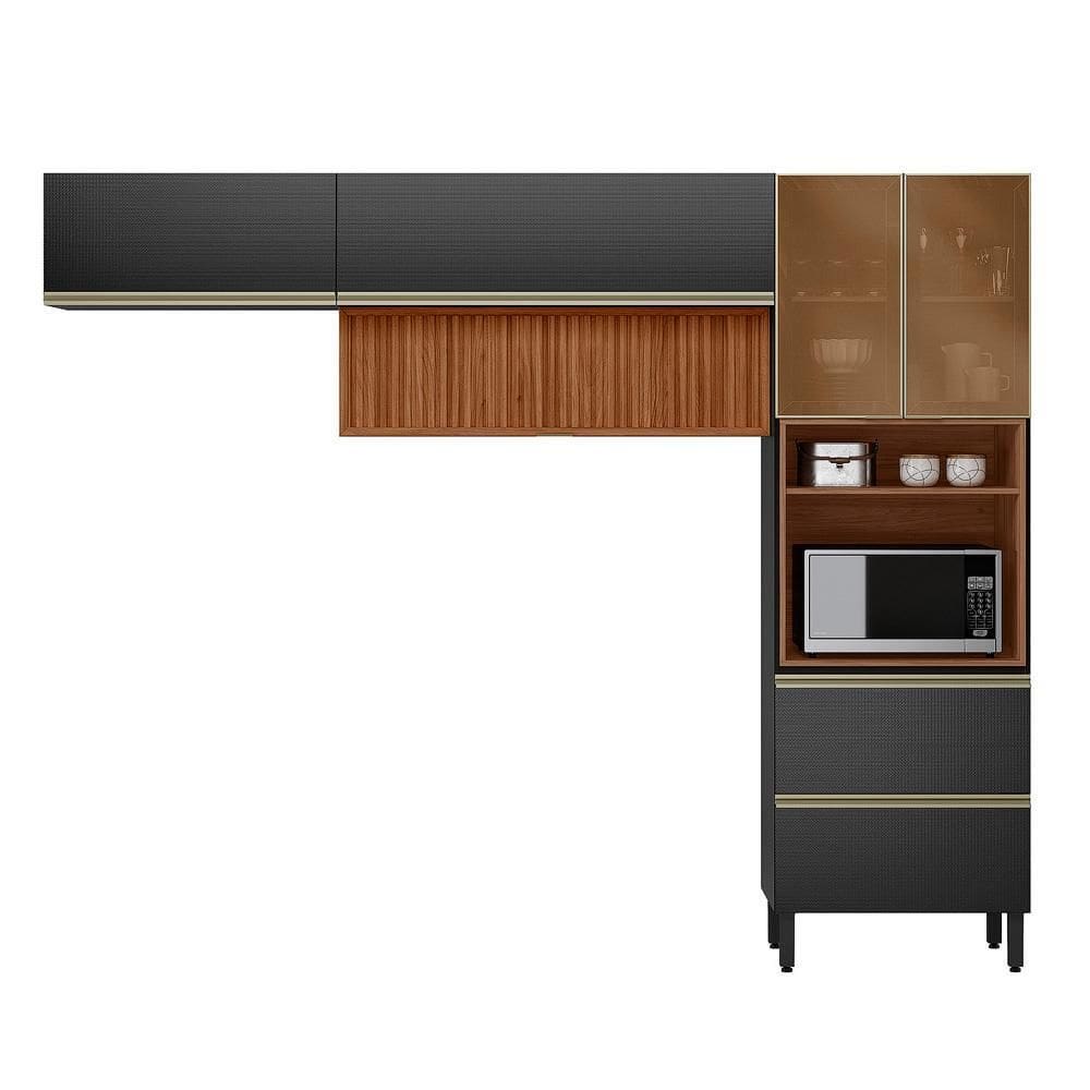 Cozinha Modulada Proença 3 Peças com Aéreo 120cm Ripado - Demartêz