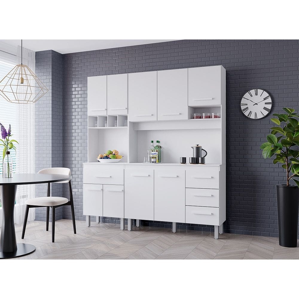 Cozinha Vitória 180m com Paneleiro - Branco Móblis