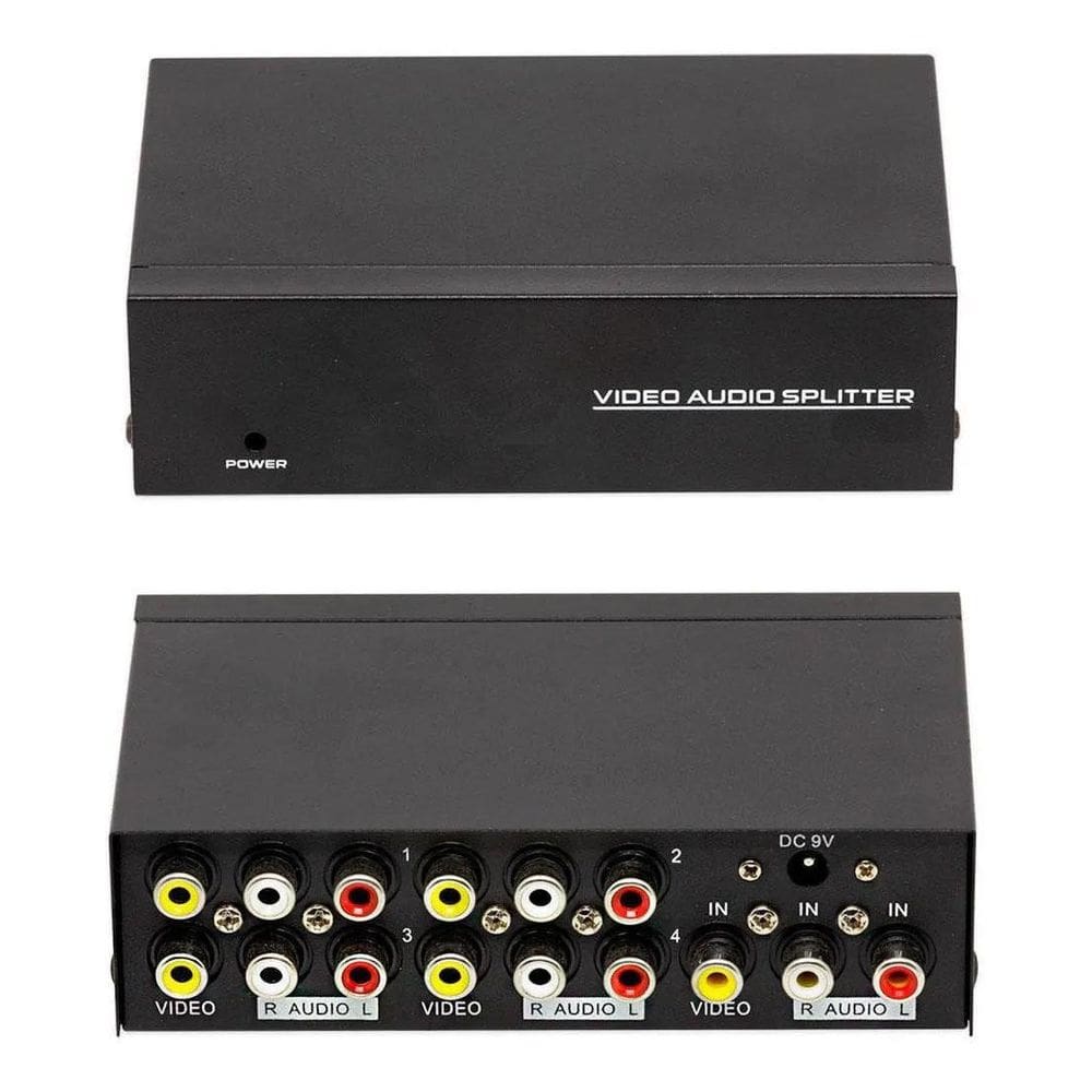 Divisor Av De 4 Vias Para Áudio E Vídeo Para Circuito Tv Ctv