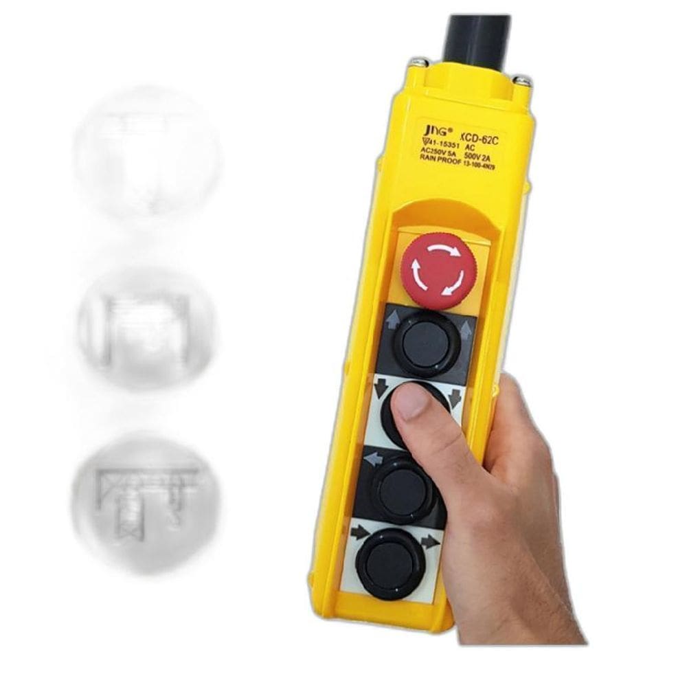 Botoeira Pendente 4 Botões + Emergência 5A/250Vca Ip65