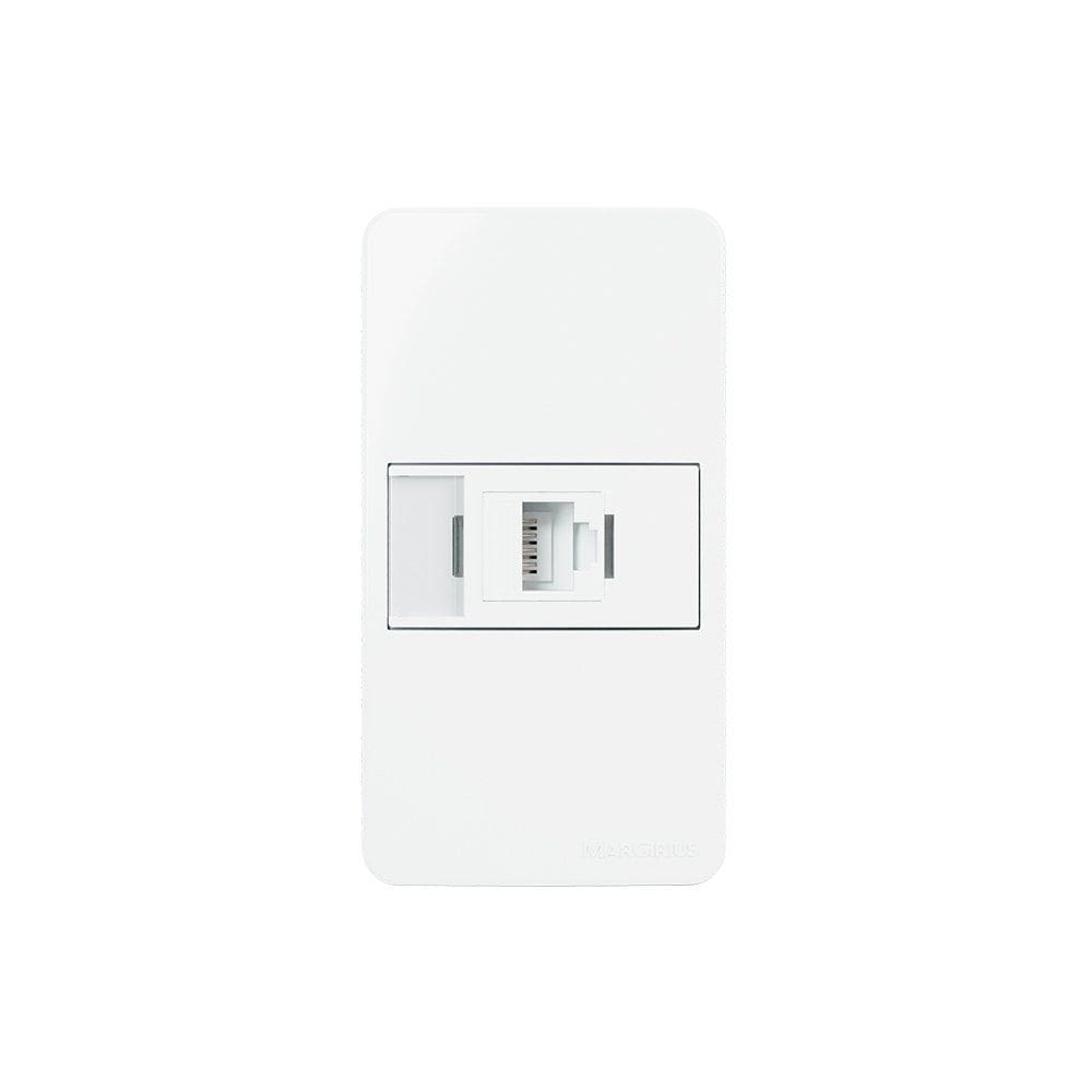 Placa para Condulete Caixa 3/4" com Tomada para Rede de Informática MarGirius Sleek RJ45 Cat6 Branca
