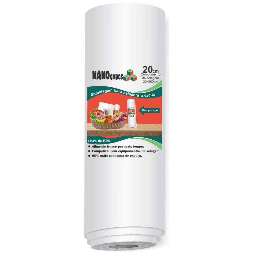 5 Rolos Nanocubos 20X500Cm Sacos Ranhura Seladora A Vácuo
