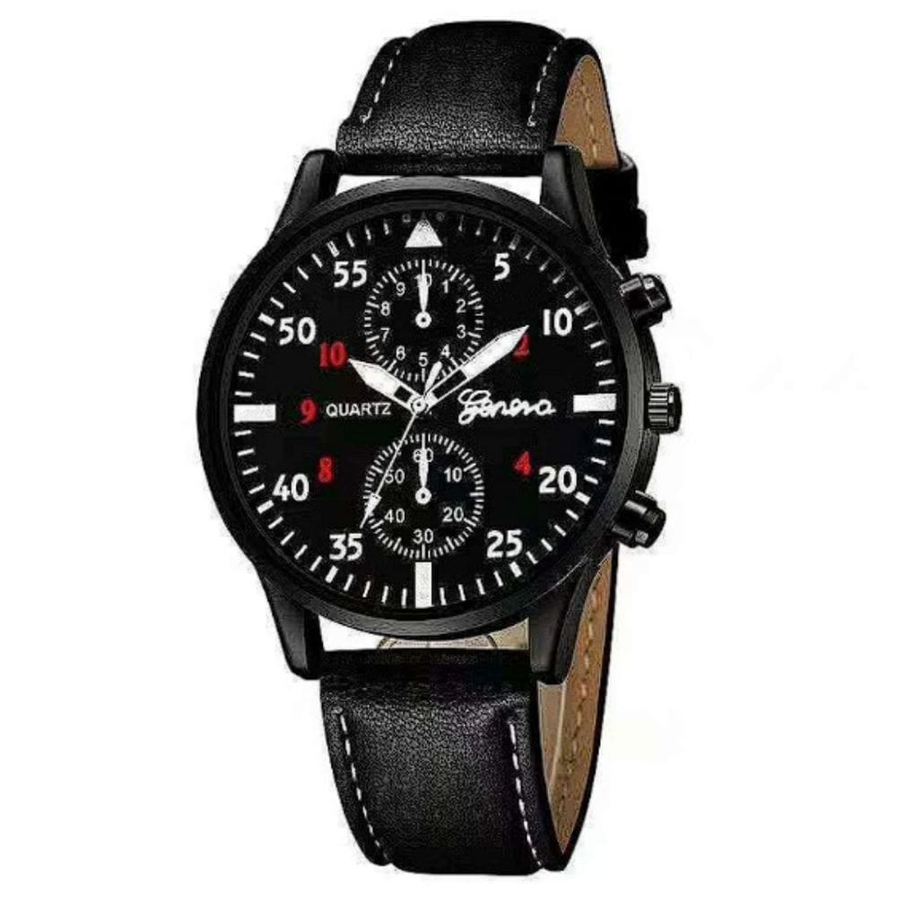 Relógio Masculino Genova Quartzo Mostrador Preto Moda Moderno