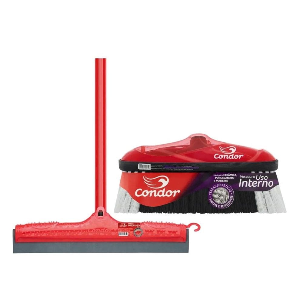 Kit Essenciais Para Limpeza Mundo Condor Rodo e Vassoura