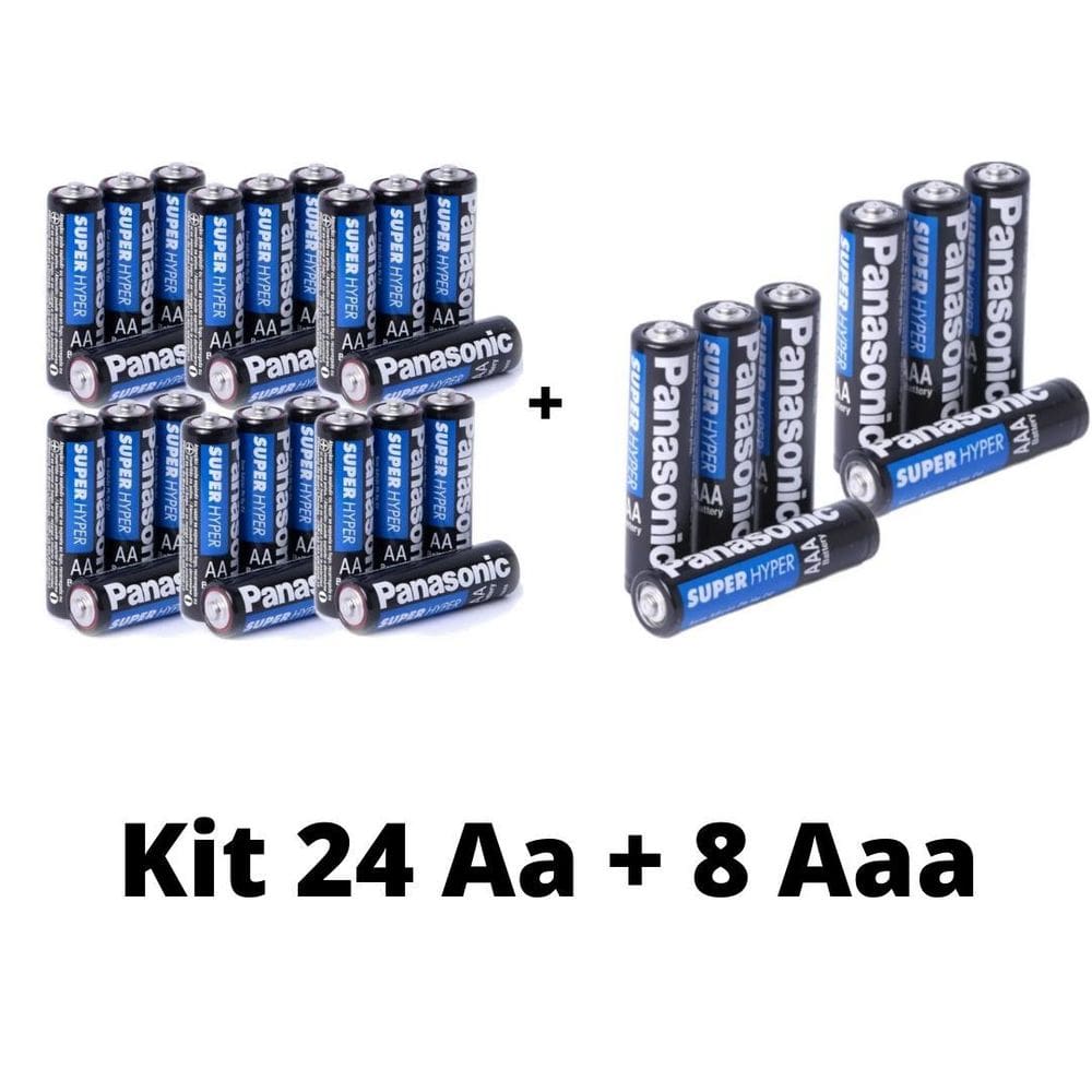 Kit 24 Pilha Aa + 8 Aaa Panasonic Comum Super Hyper