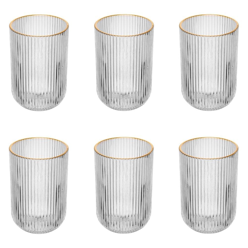 Conjunto 6 Copos Altos 430 ml Lines Fio de Ouro Wolff