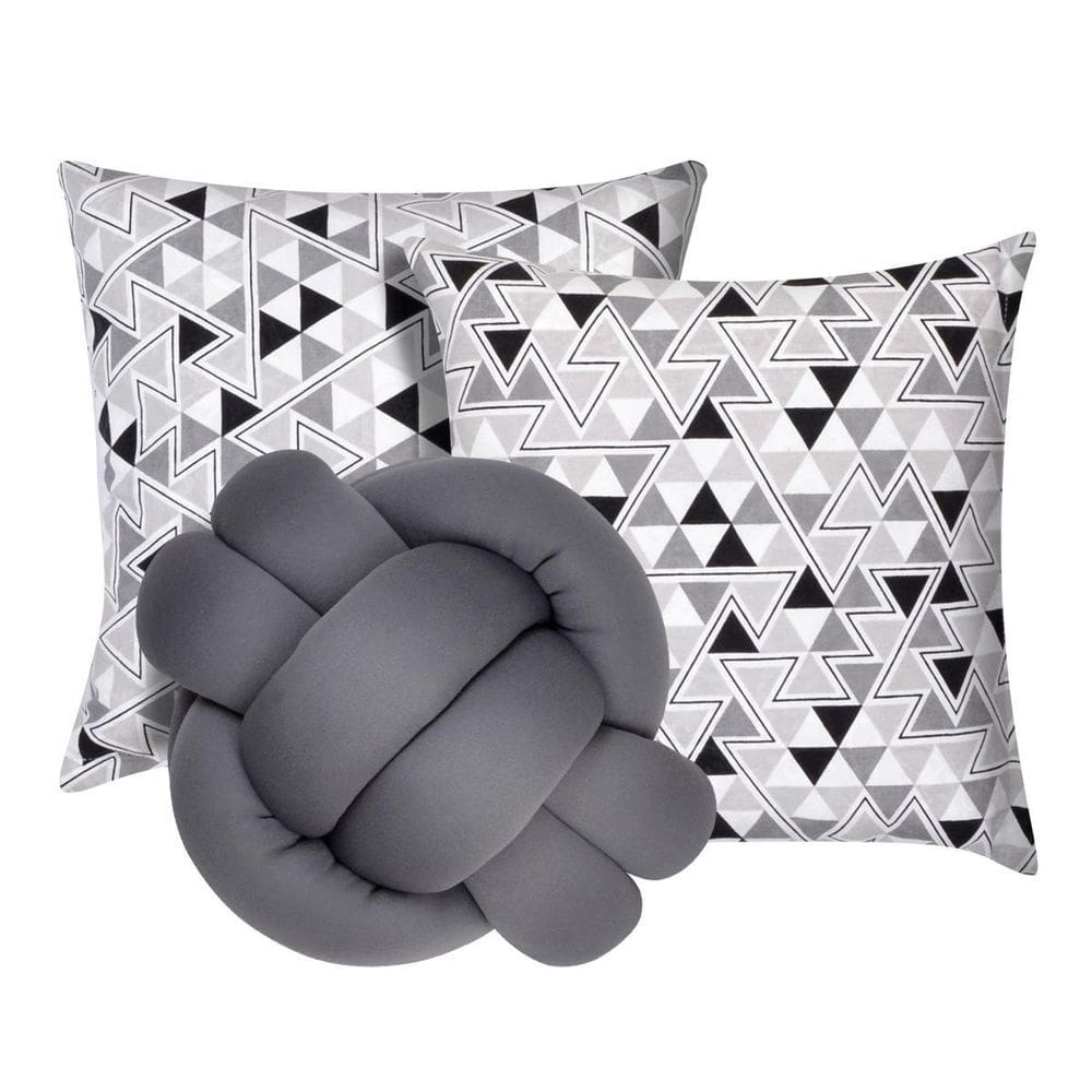 2 Almofadas Decorativas Cheias Sala Sofá + Almofada Nó Cinza