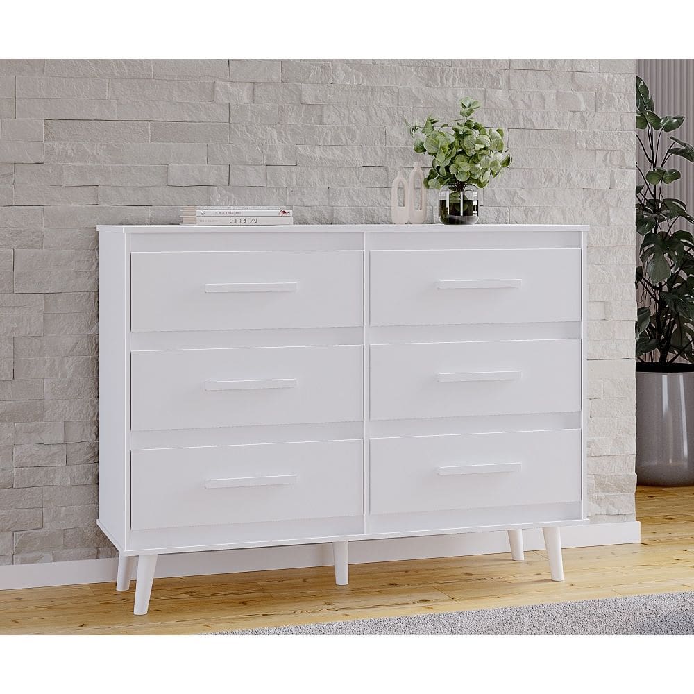 Comoda Retrô 120m 6 Gavetas Mila - Branco Móblis