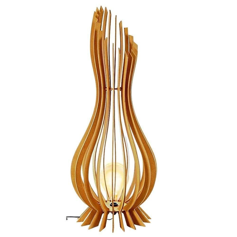 Abajur Grande De Chão Ana Maria Mdf Luminária - MDF Cru-tamanho:kit Com 3 - 90x28cm, 75x23cm E 60x18cm