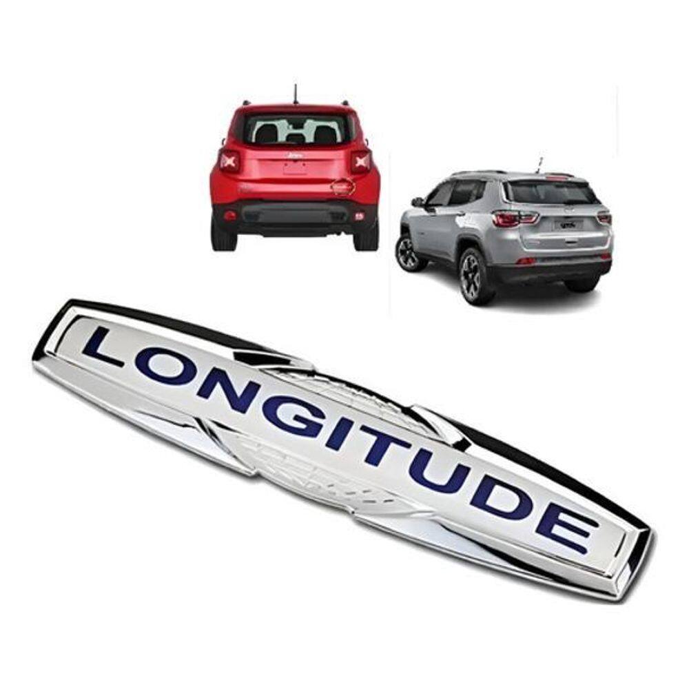 Emblema Letreiro Longitude Azul Jeep Renegade Compass Mala