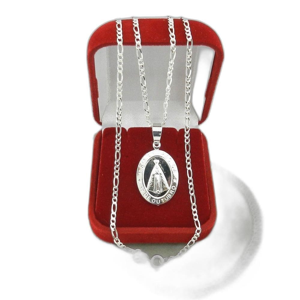 Corrente Masculina 80Cm Ns Aparecida Folheada Prata Cr279