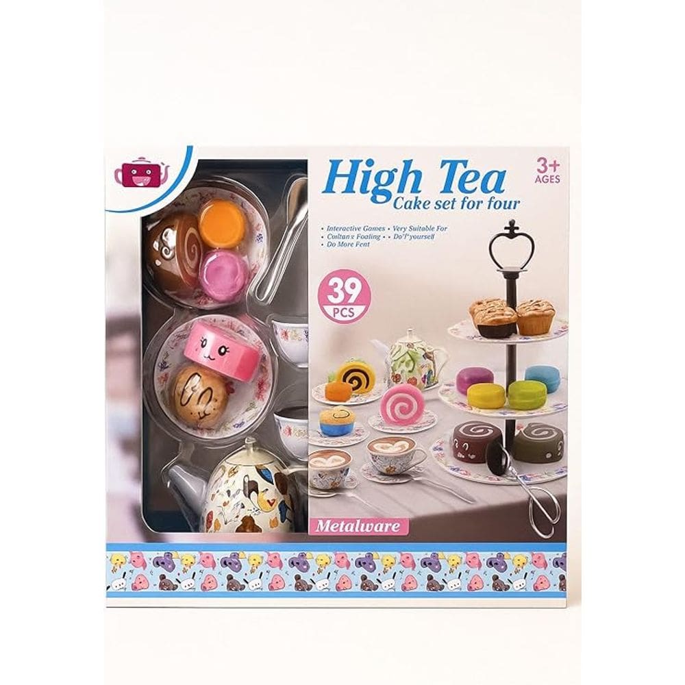 Kit de Chá Infantil com 39 Peças - Jogo de Chá com Doces e Bule Estampado