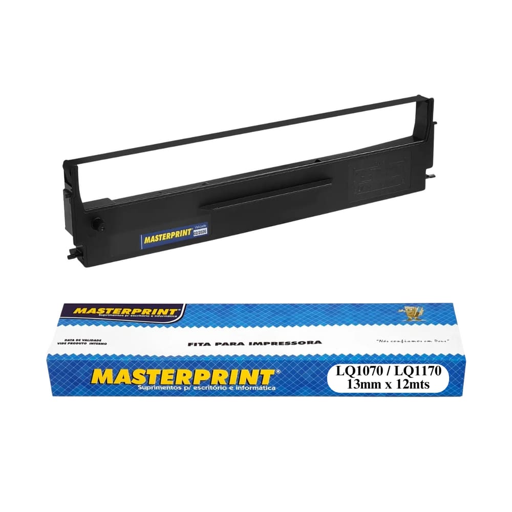 Fita Matricial Preta Compativel com Epson LQ 1070 LQ 1170 FX 100 MX 100 13mm x 12m Nylon