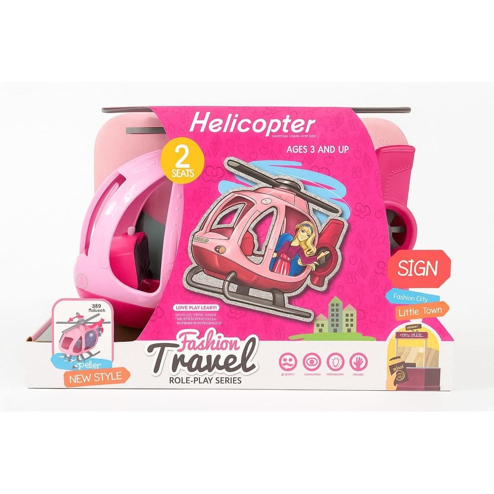 Helicóptero Para Boneca Rosa de Brinquedo - Fashion Travel com 2 Assentos