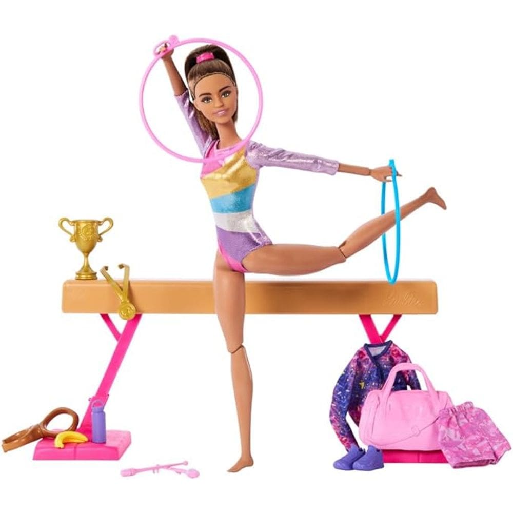 Barbie Profissoes Barbie Morena Conjunto de Ginasta Mattel HRG52