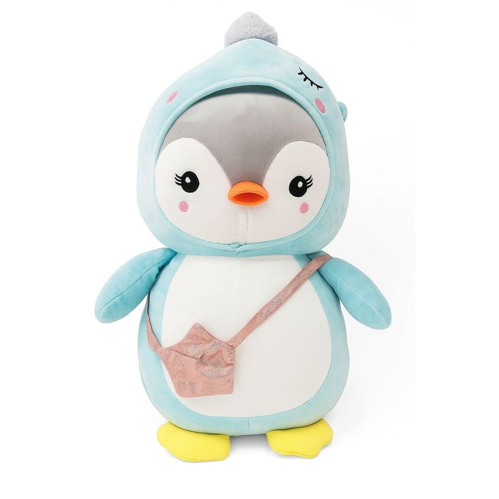 Pelúcia Pinguim Azul com Bolsa Brilhante 50 cm– Macia, Fofa e Perfeita