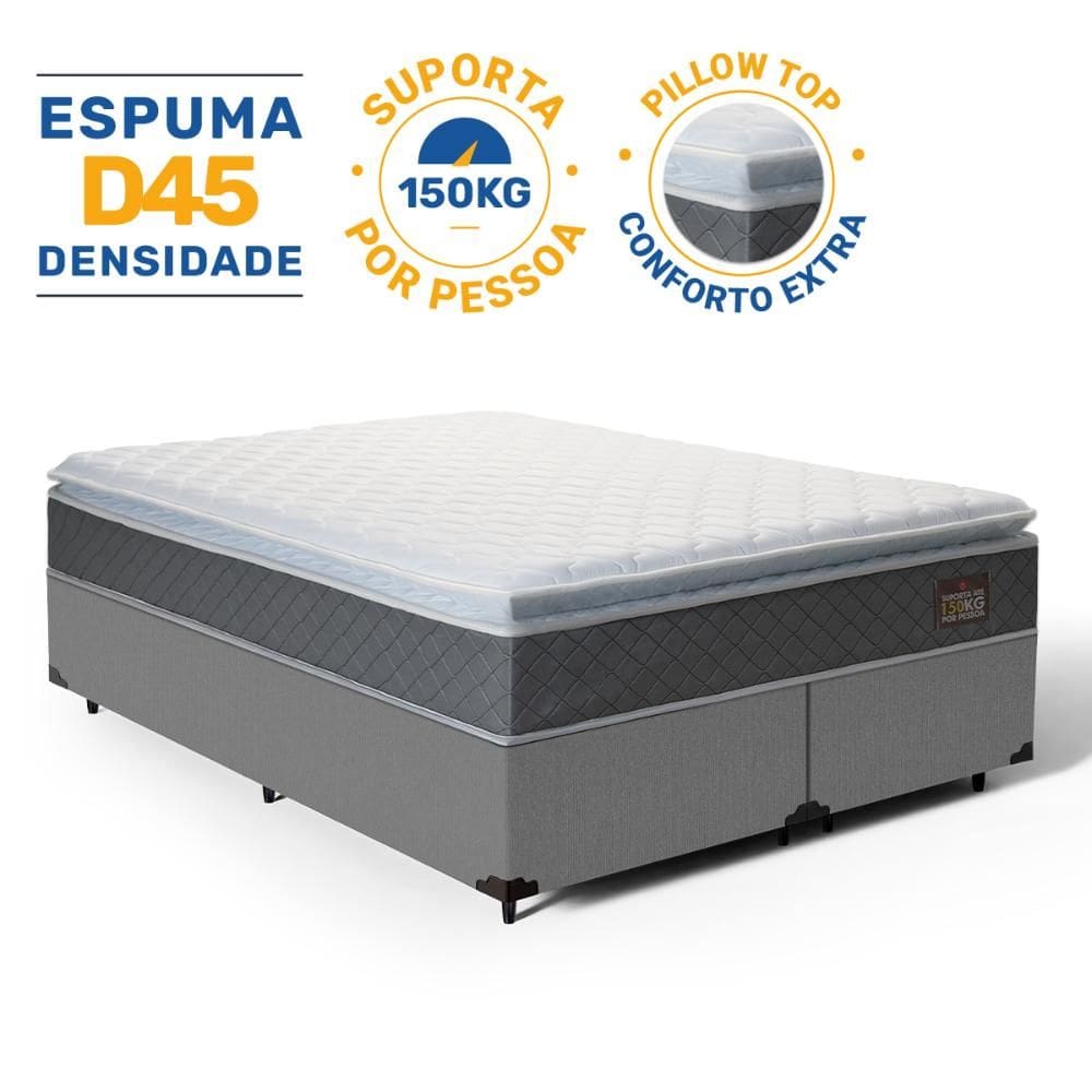 Cama Box com Colchão de Espuma D45 Pillow Top Fort Comfort King 193cm