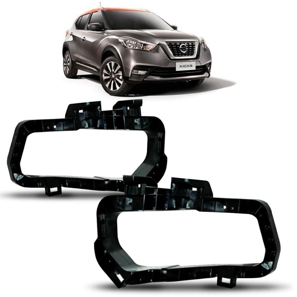 Par Suporte Moldura Farol Milha Kicks 2016 A 2018 Preta