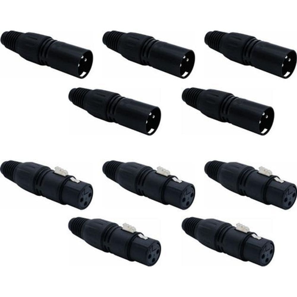 Kit 10 Conector Xlr Canon Femea E Macho Preto Sk013 Sk014