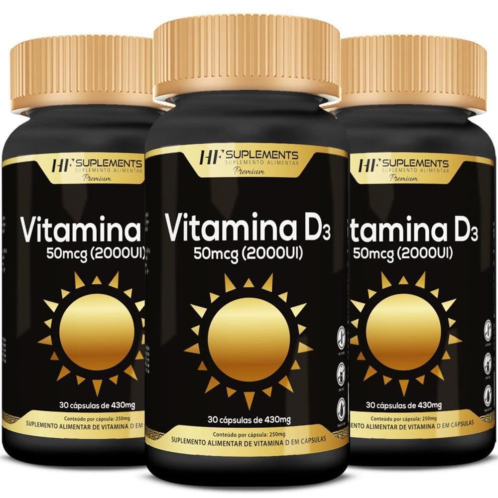 Kit 3 X Vitamina D3 2000 Ui 30 Caps Premium Hf Suplements