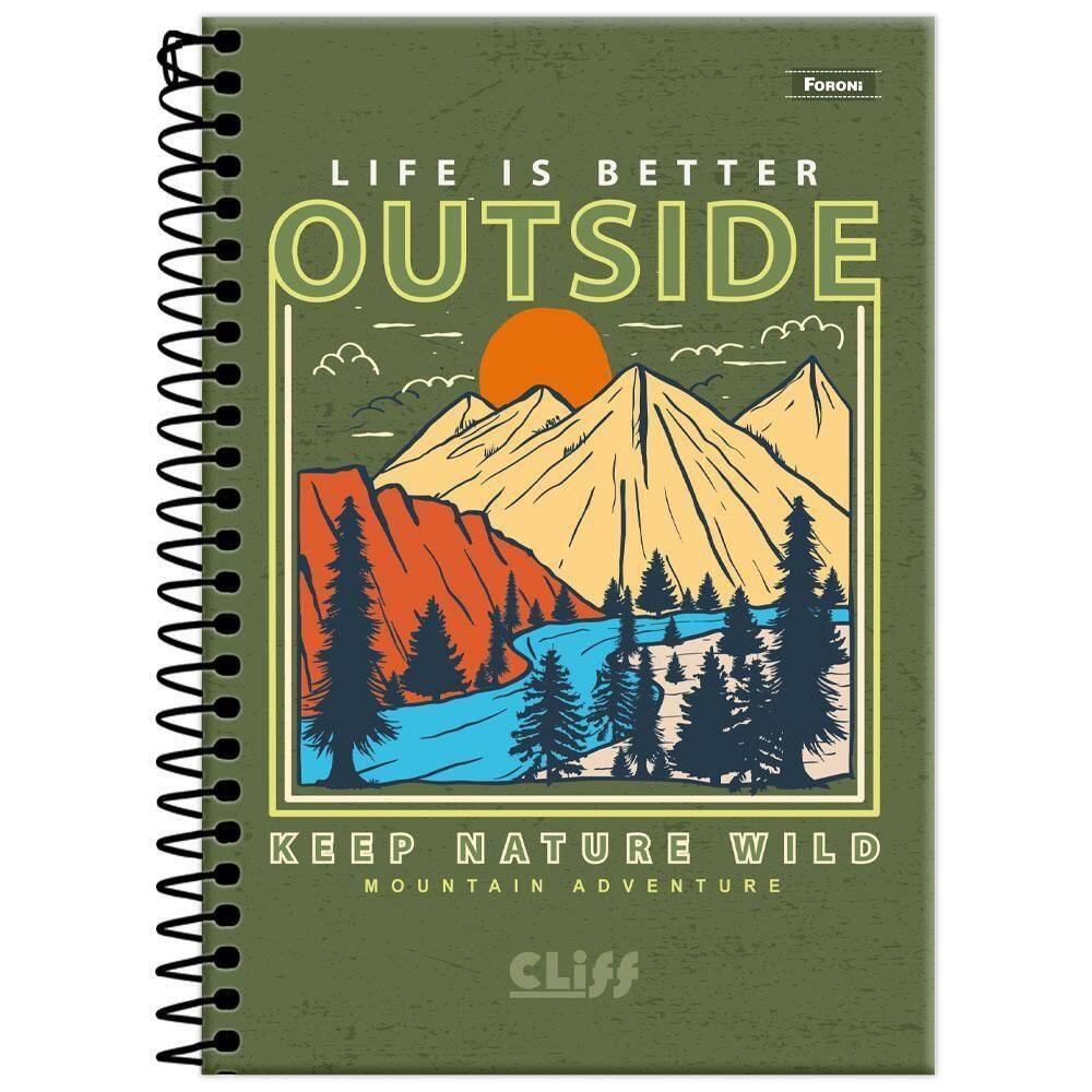Caderno 1/4 80Fls Esp 140X202Mm Cliff Masc Verde Foroni