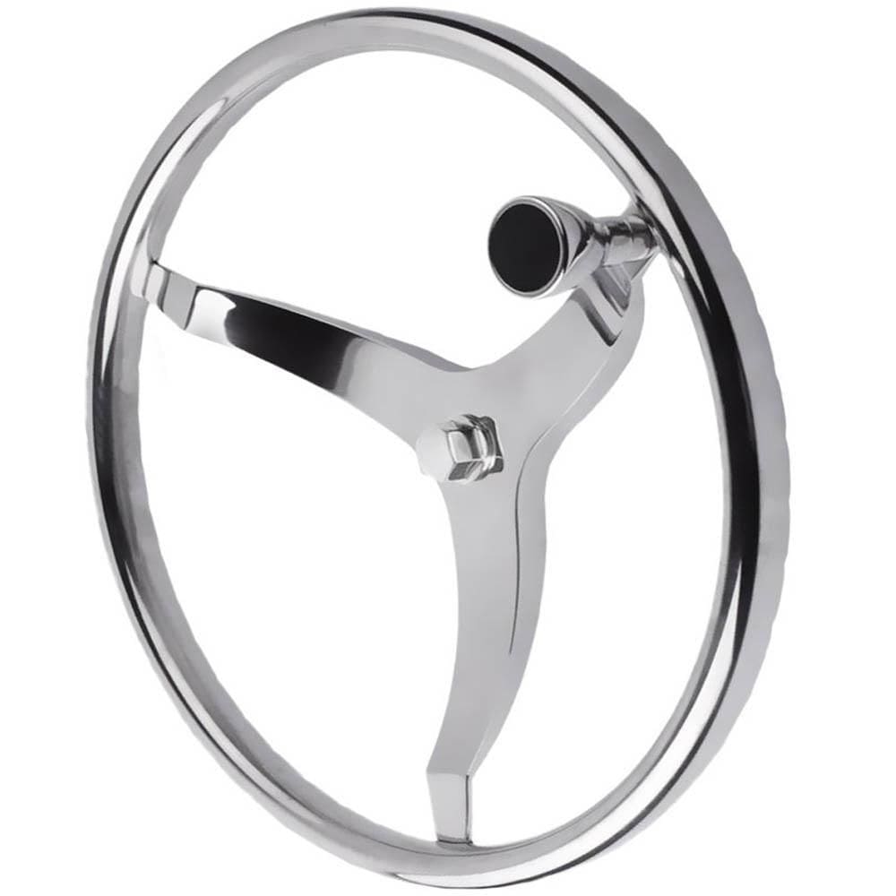 Volante Em Aço Inox 316 Com Três Raios E Knob Fixo 394Mm