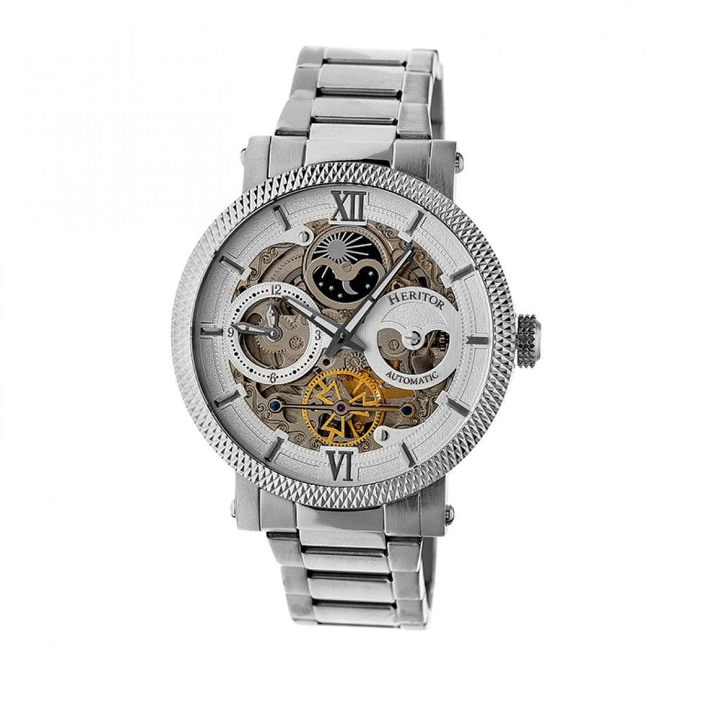 Relógio HERITOR Aries Skeleton Automatic para homens em aço inoxidável
