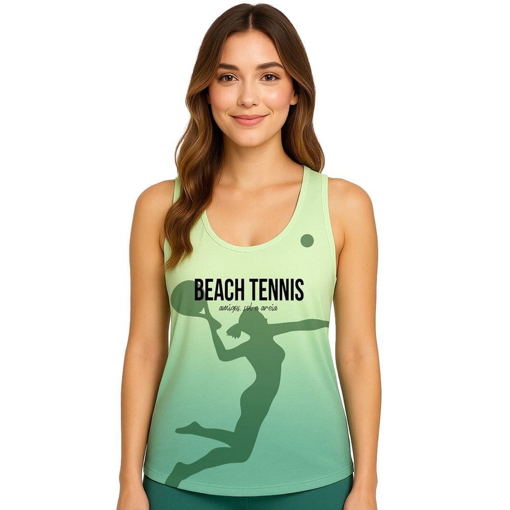 Regata Feminina Fitness Esportiva Beach Tennis Degradê Verde