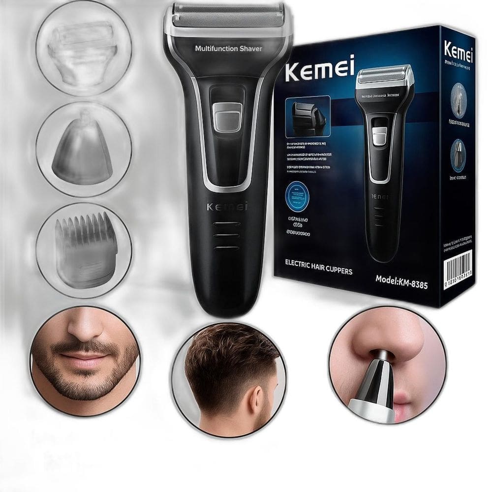 Barbeador Profissional Kemei 3 Em 1 Portátil