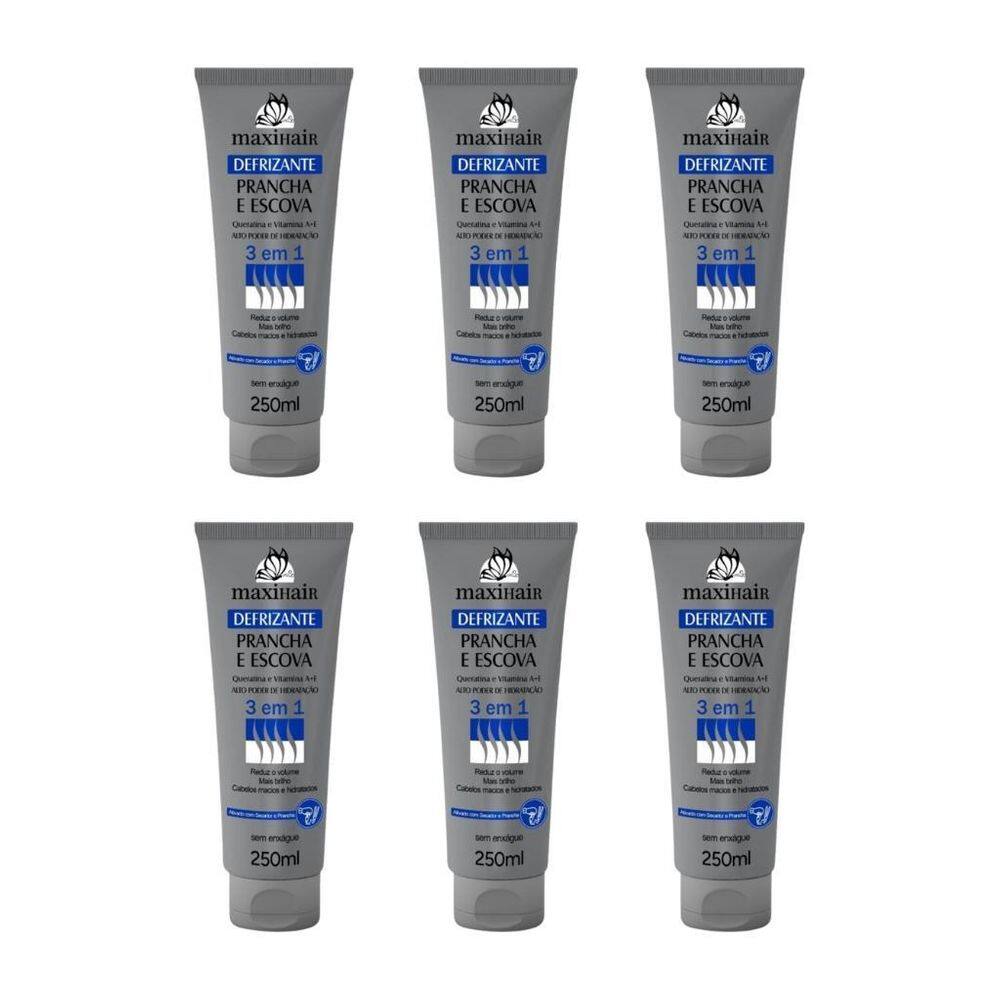 Defrizante Maxihair 250Ml Prancha E Escova 3 Em 1-Kit 6Un